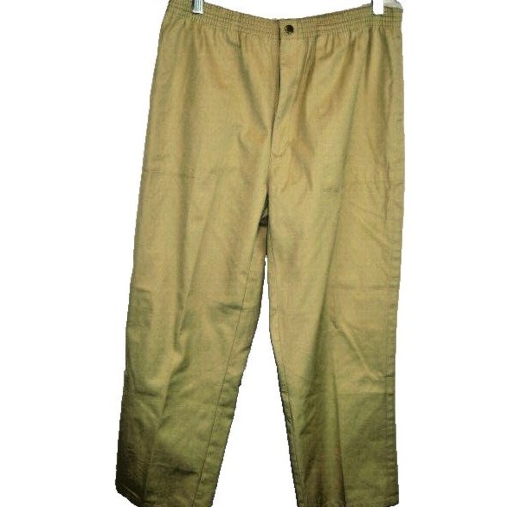 Mens NWOT Van Heusen Tan Cotton Blend Elastic Waist CasualTrousers Pants sz Lx28